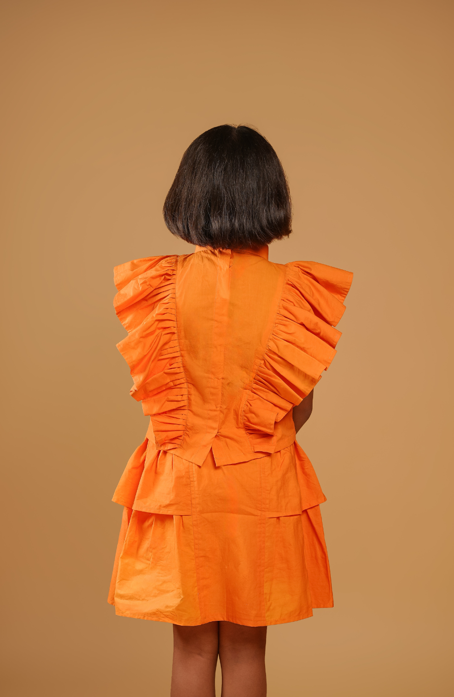 Designer Orange Girls Cotton Frock