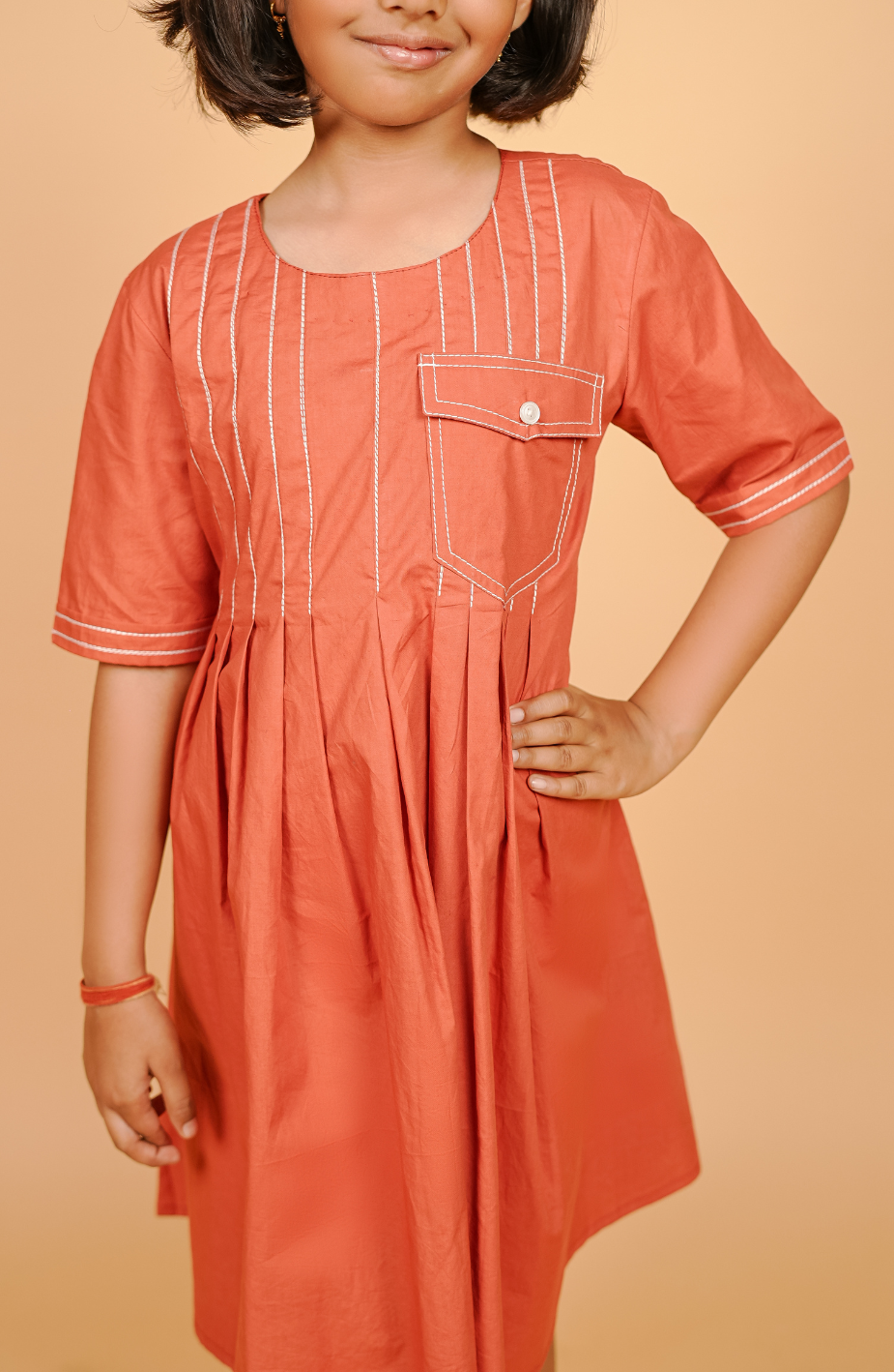 Cotton Rust Girls Frock