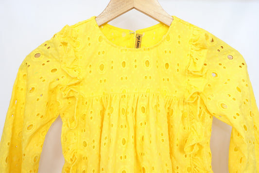 Ameyru Hakoba Cotton Yellow frock