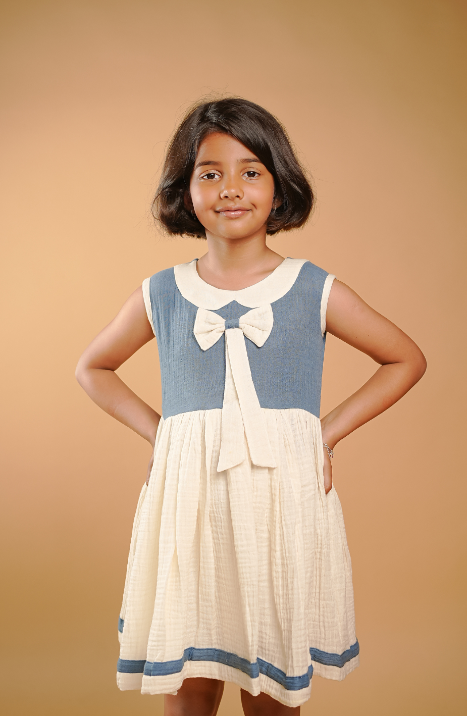Blue Bow Dress For Girls