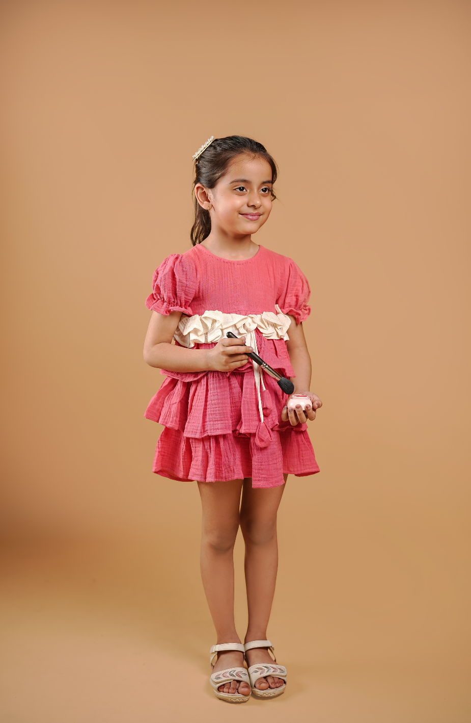 Pink Tiered Dress For Girls