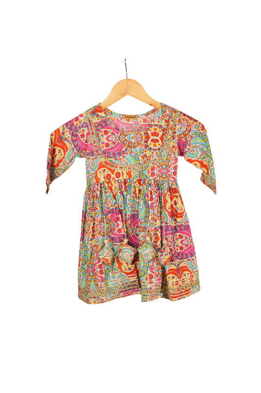 Ameyru Cotton Printed Frock Pants Set