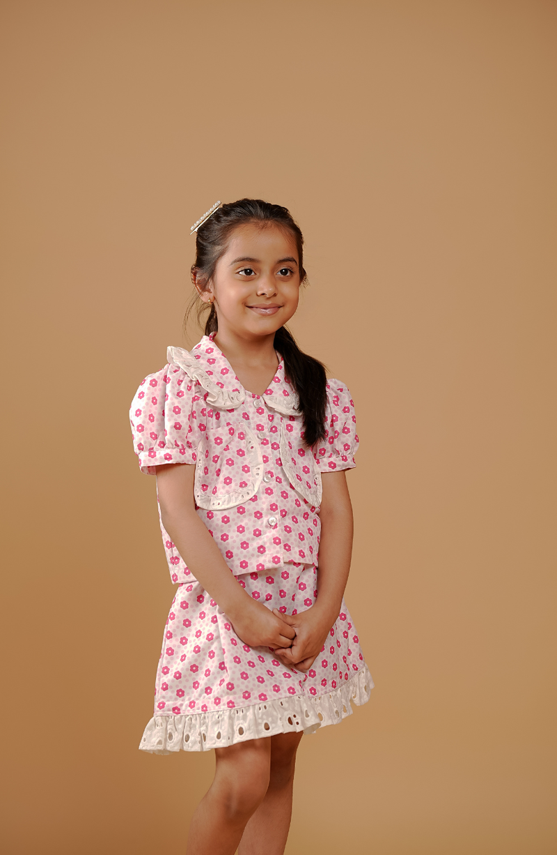 Cotton Printed Pink Girls Frocks Online