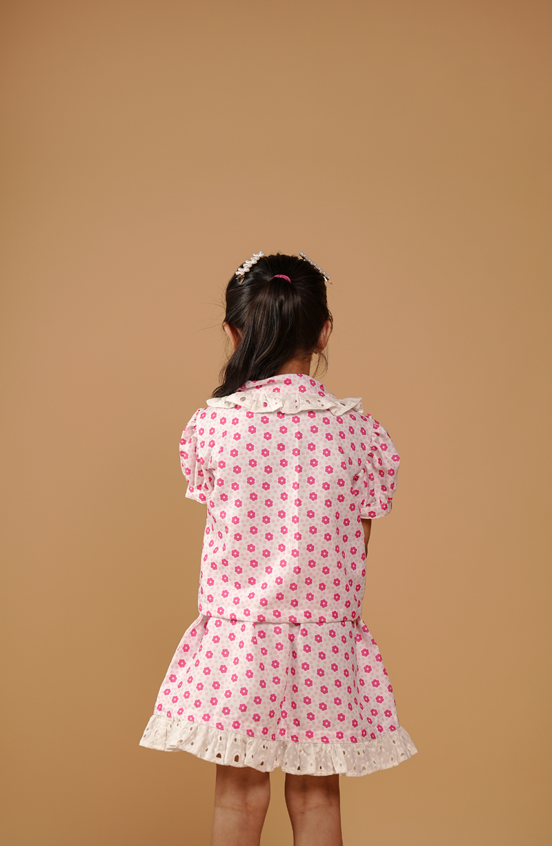 Cotton Printed Pink Girls Frocks Online