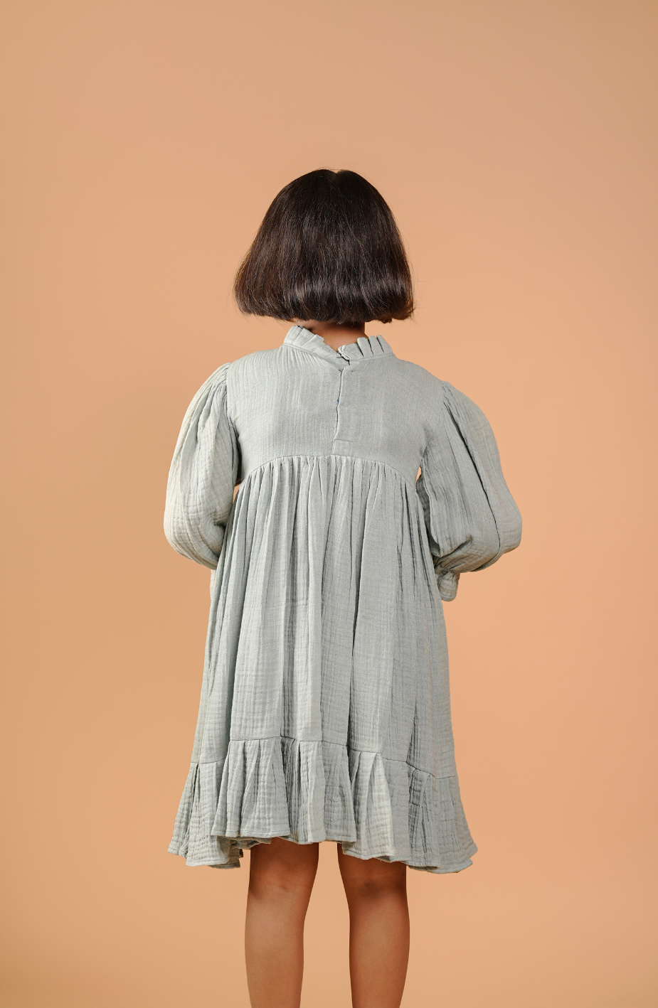 Blue Tiered Dress For Girls