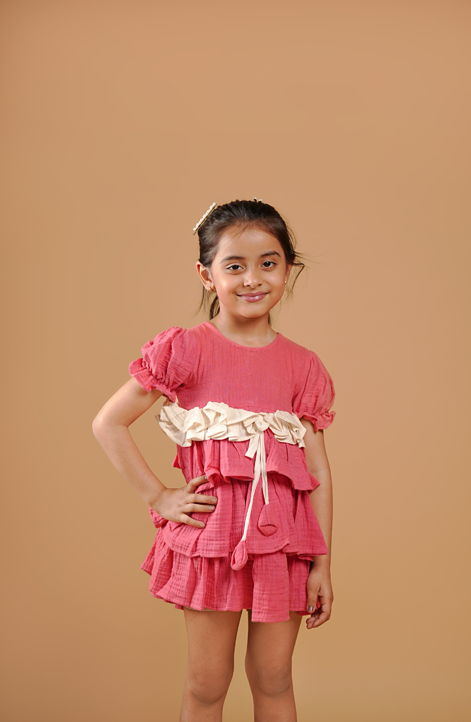 Pink Tiered Dress For Girls