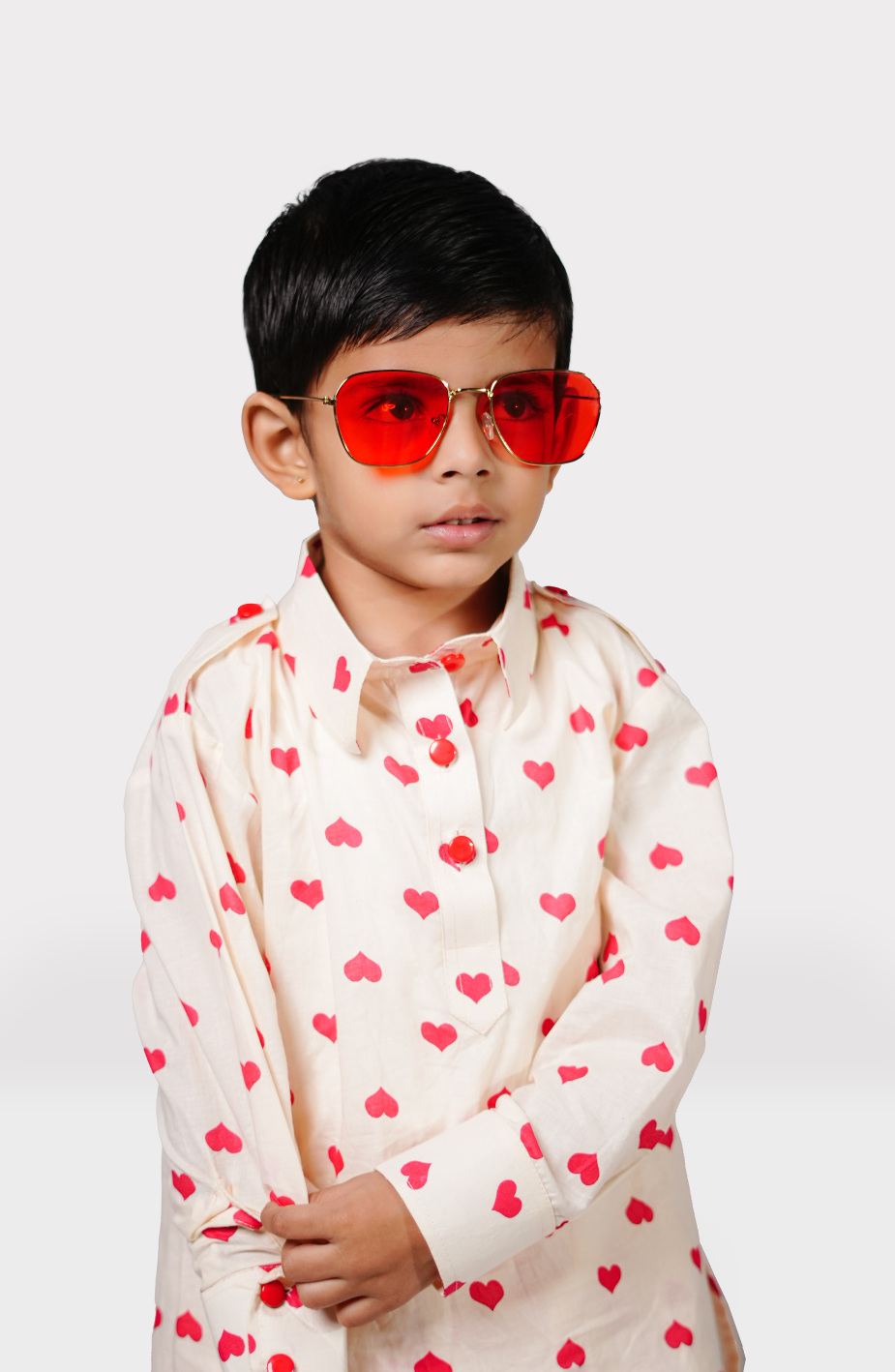 Printed Heart Boys Kurta Pajama