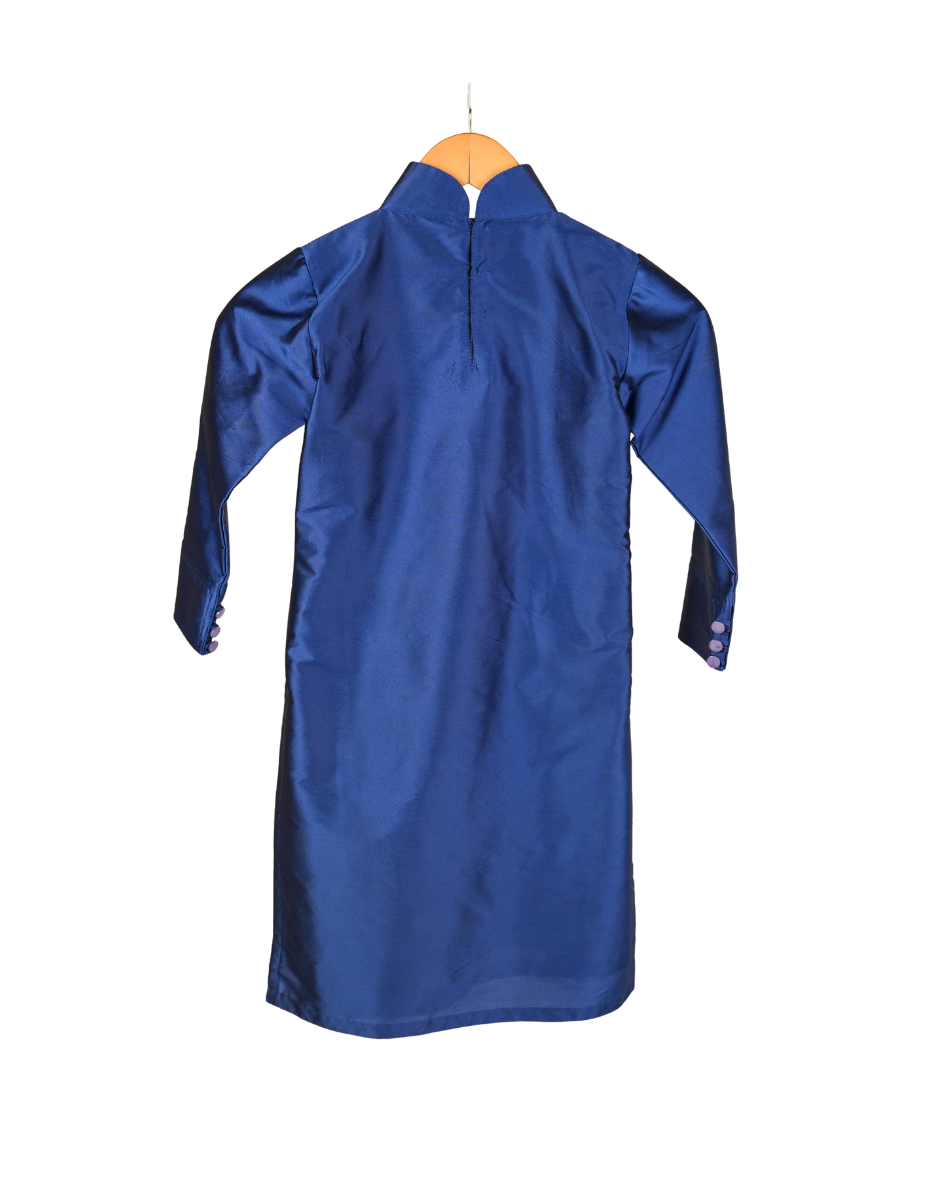 Ameyru Royal Blue & Gold Silk Tunic Set