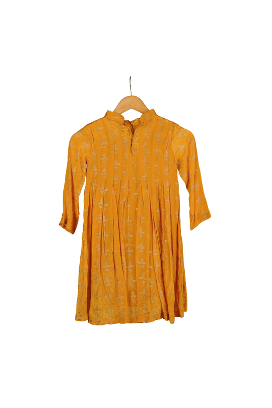 Ameyru Marigold Chiffon Pleated Tunic Set