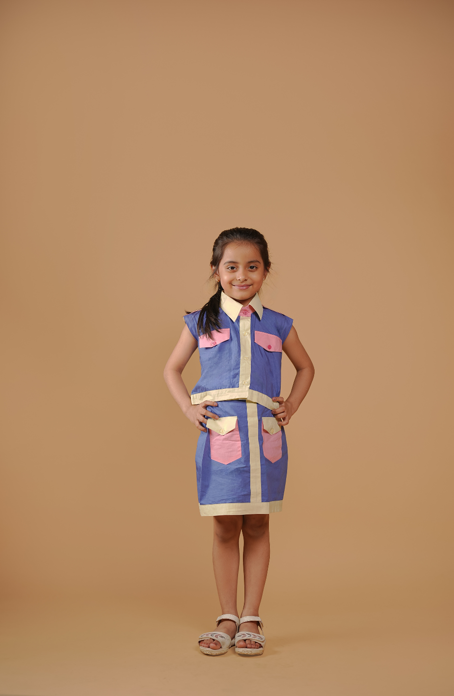 Stylish Color Blocked  cotton Outfit for Girls