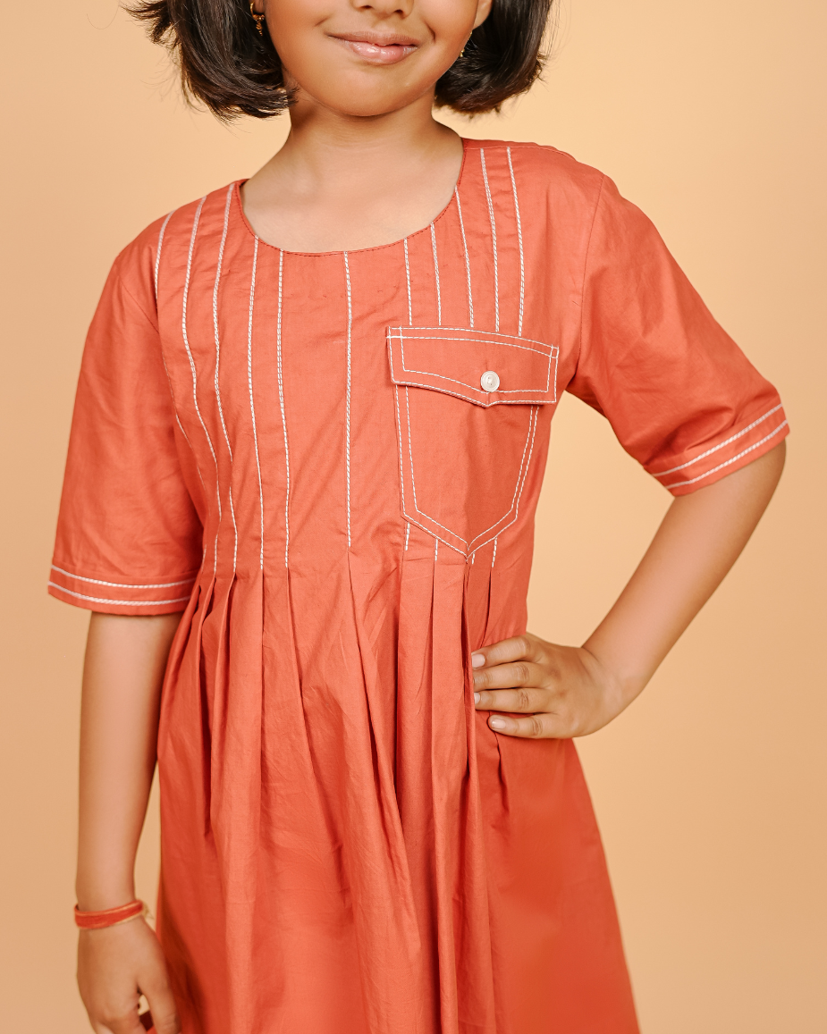 Cotton Rust Girls Frock