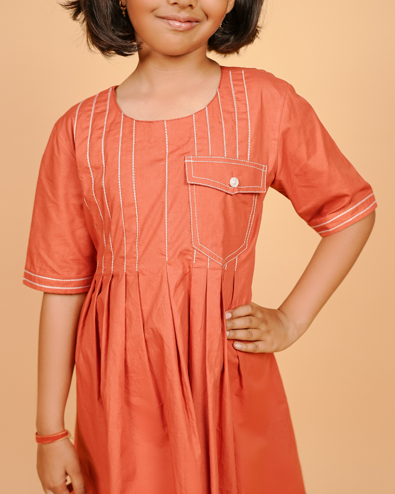 Cotton Rust Girls Frock