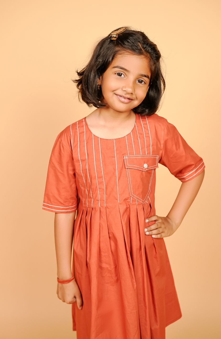 Cotton Rust Girls Frock