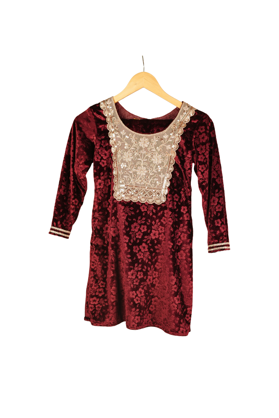 Ameyru Wine Velvet Gharara