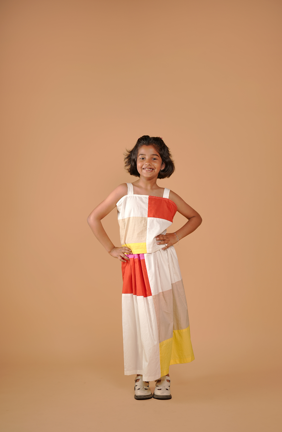 Colour Blocked Cotton Outfit for Girls