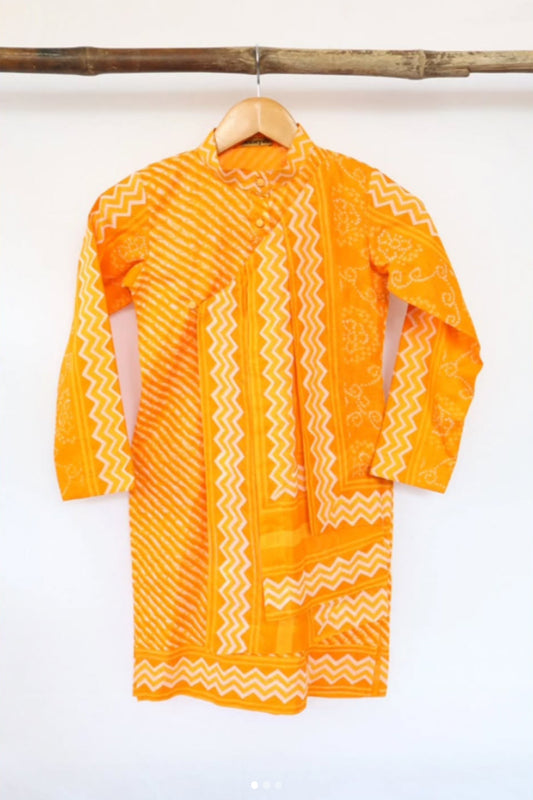 Ethnic Orangish-Yellow Kurta and Pyjama