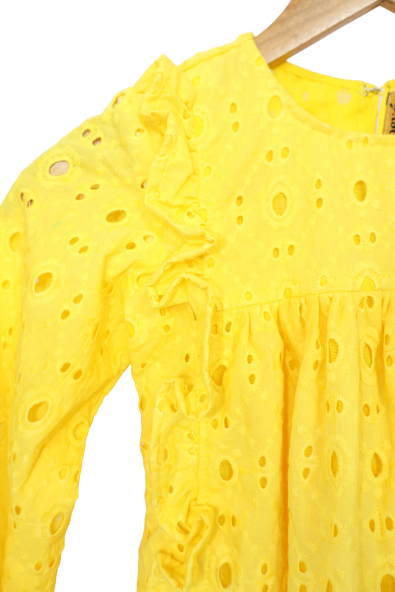 Yellow Hakoba Cotton Frock for Girls – Breathable & Stylish Everyday Wear