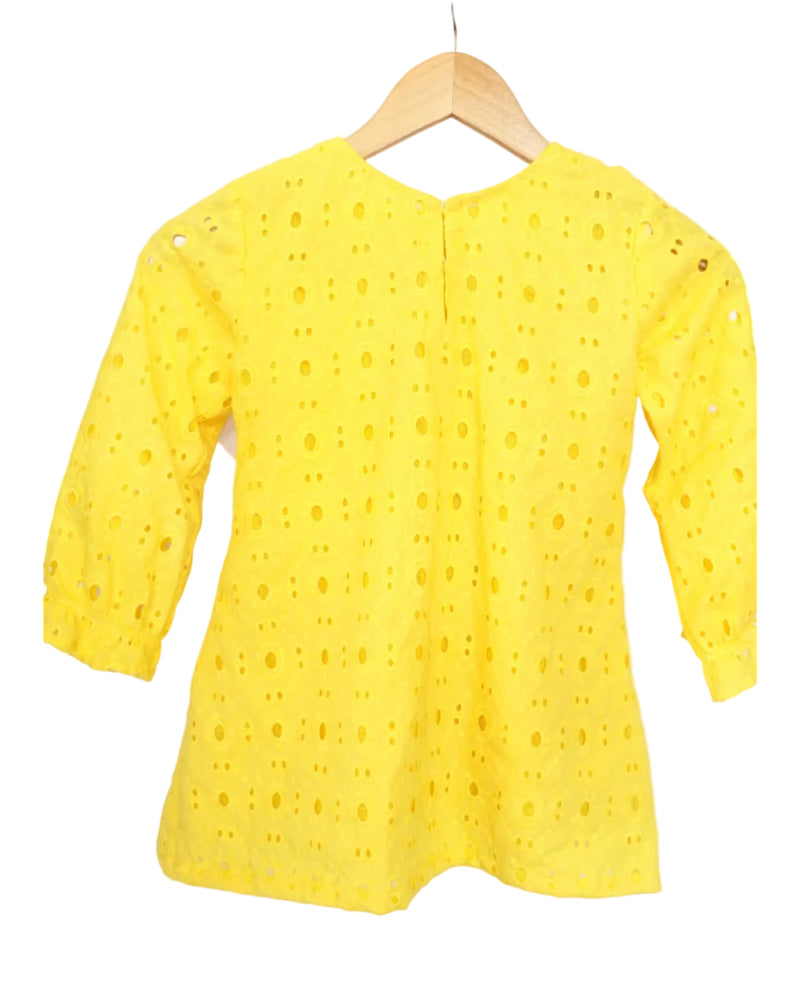 Yellow Hakoba Cotton Frock for Girls – Breathable & Stylish Everyday Wear