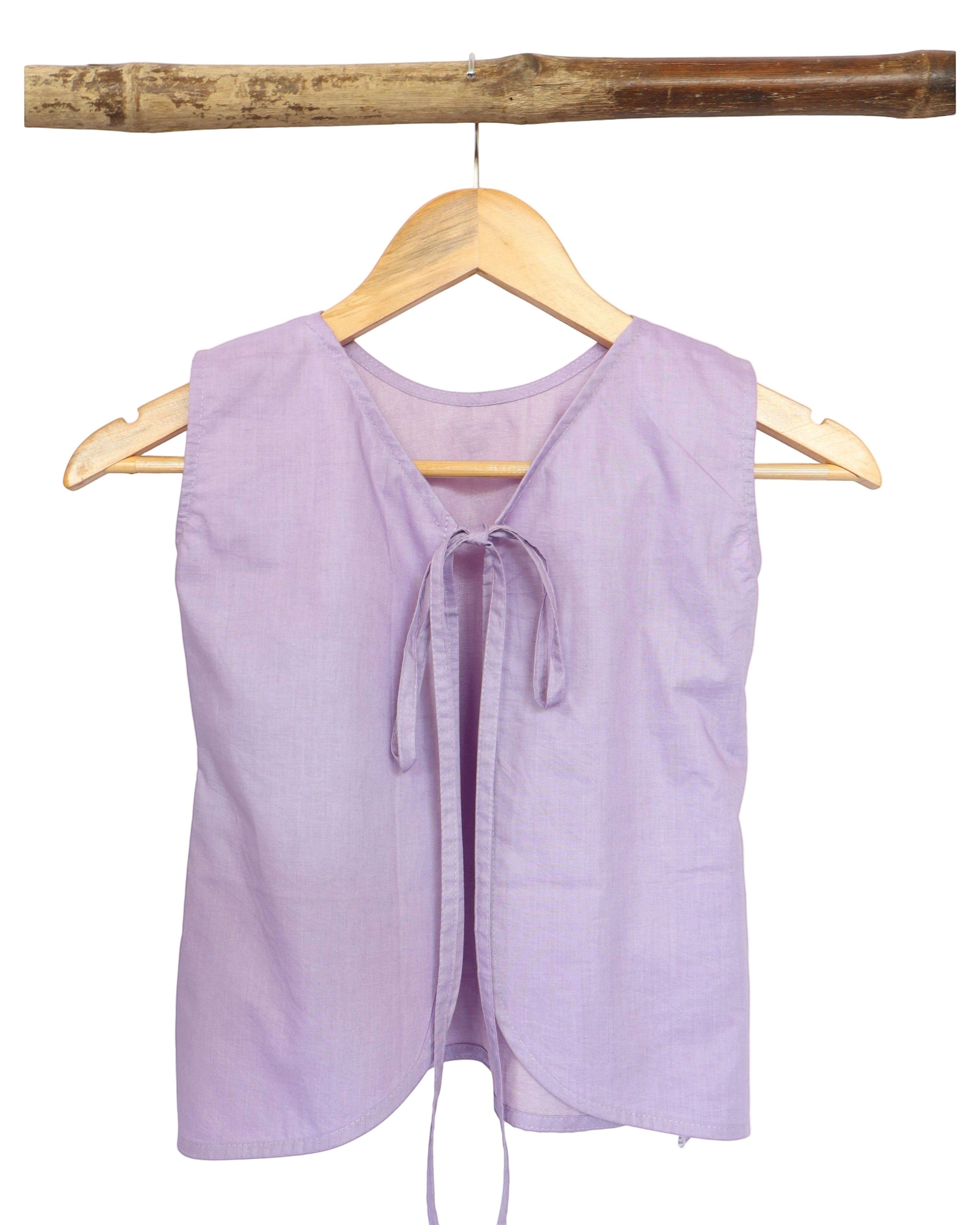 Ameyru Lavender Pure Cotton Backless Co-Ord Set for Kids – Summer Casual Wear