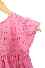 Ameyru Pink Cotton Ruffle-Sleeve Co-Ord Set for Girls
