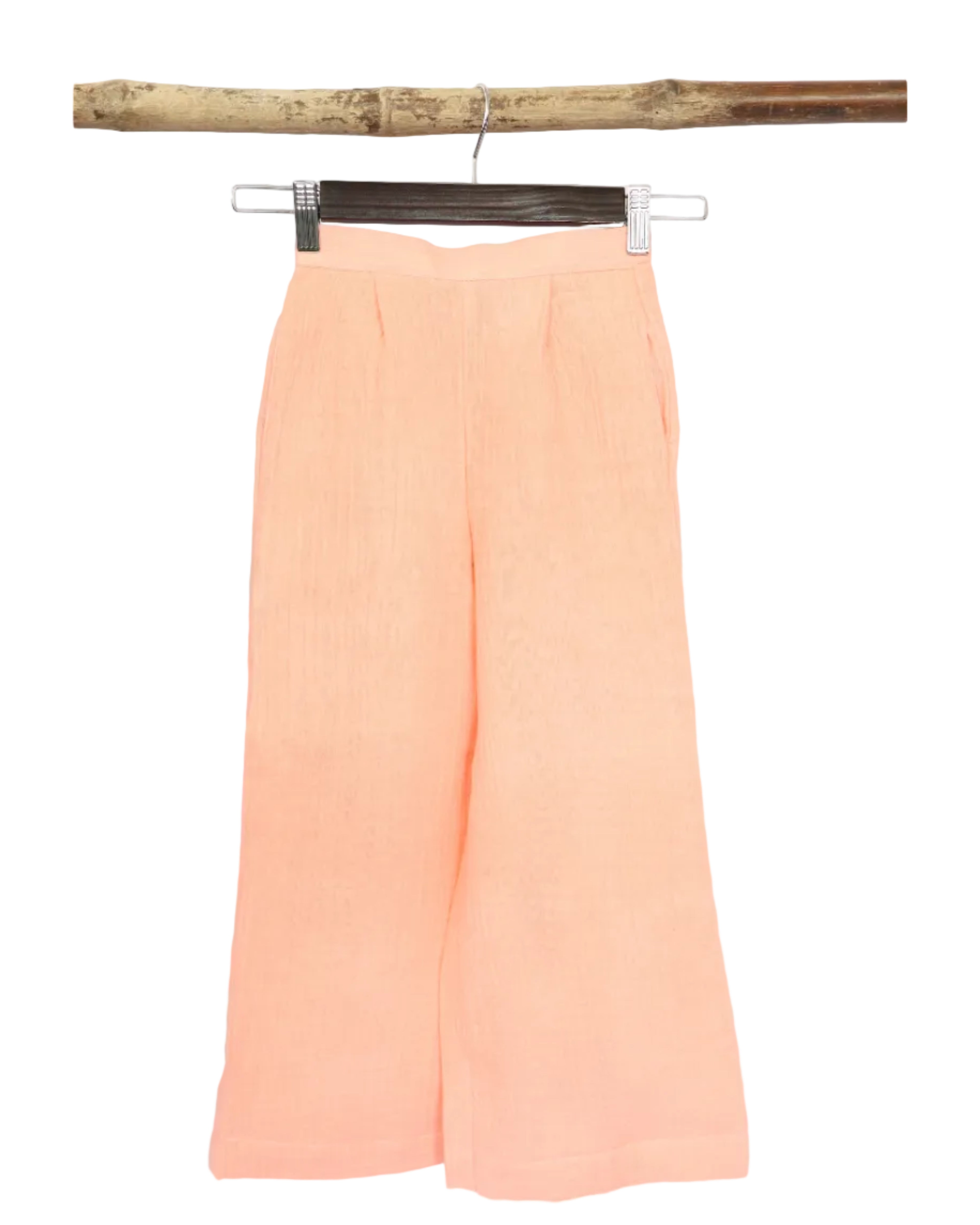 Peach Muslin Long Tunic & Trousers Co-Ord Set for Kids – Modest & Festive Wear