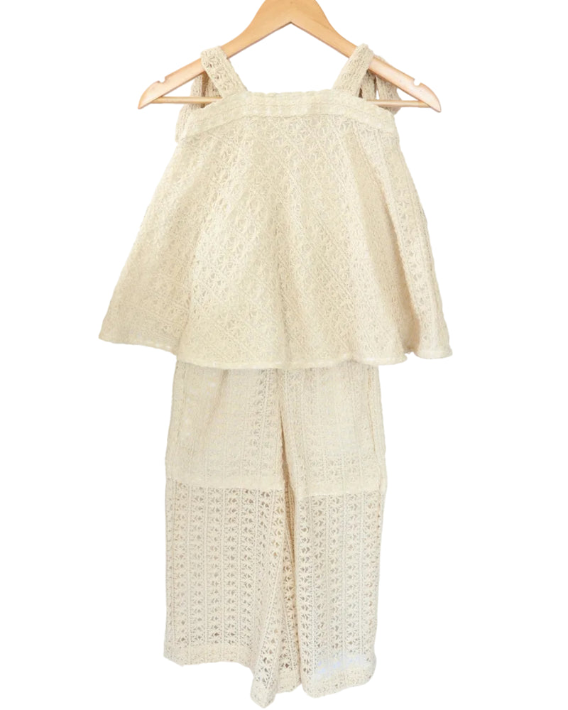 Beige Cotton Net Co-Ord Set for Kids – Breezy Summer Beachwear