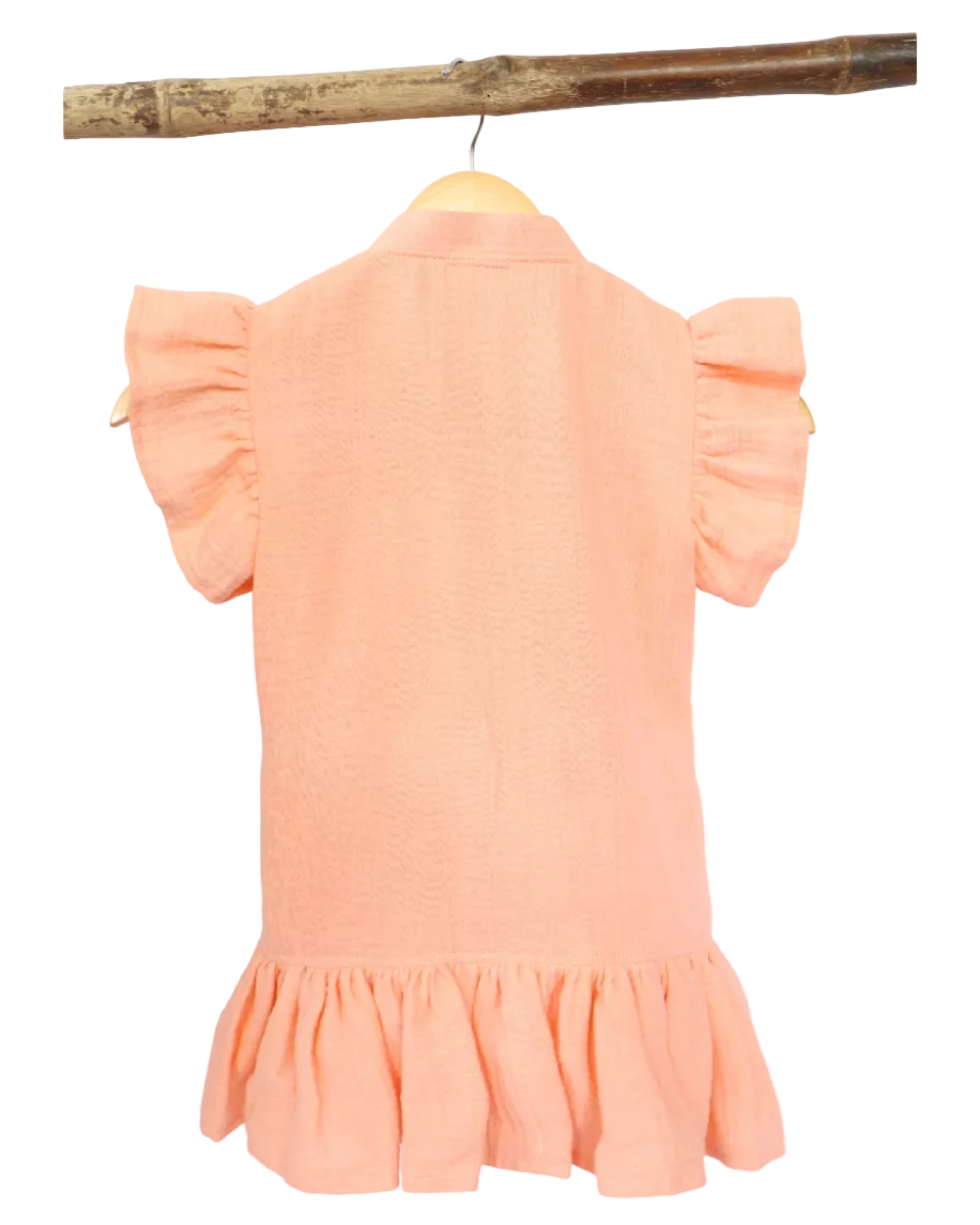 Peach Muslin Long Tunic & Trousers Co-Ord Set for Kids – Modest & Festive Wear