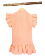Peach Muslin Long Tunic & Trousers Co-Ord Set for Kids – Modest & Festive Wear