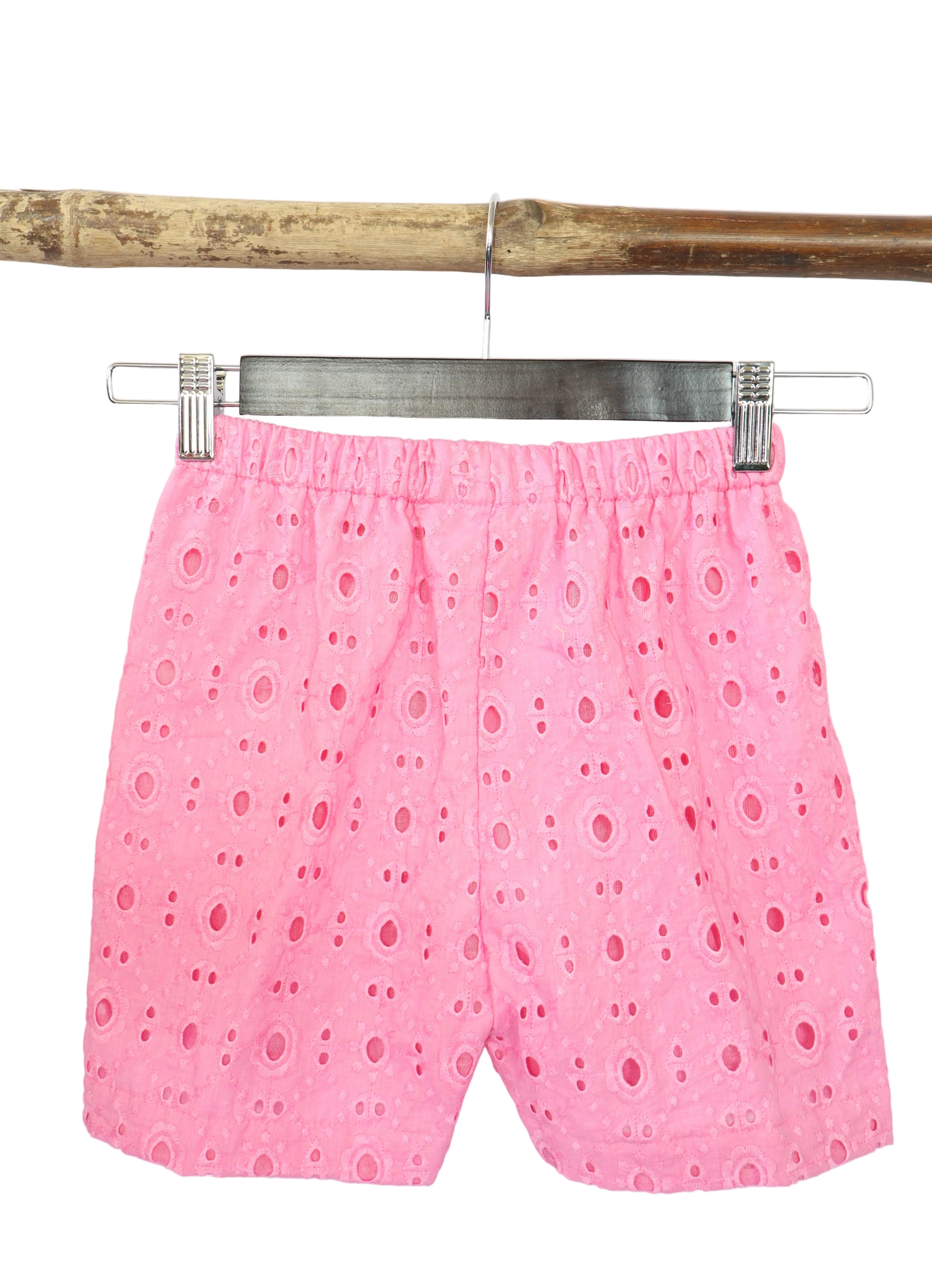 Ameyru Pink Cotton Ruffle-Sleeve Co-Ord Set for Girls